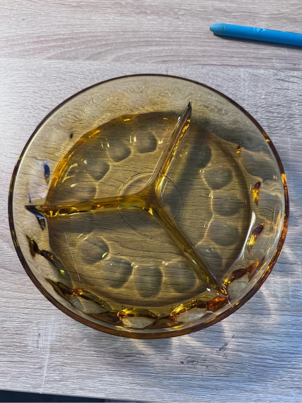 Amber Glass Divided Serving Dish